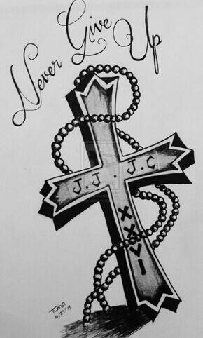 耶稣十字架纹身图案精美手稿