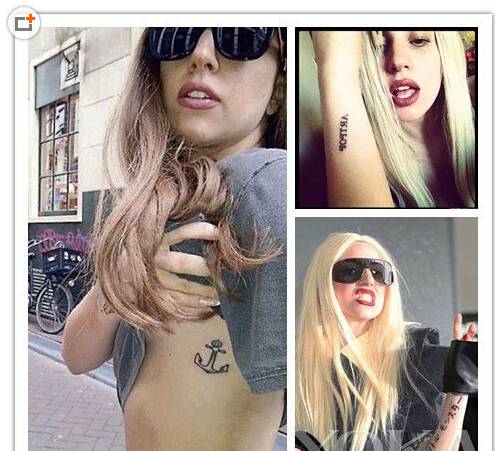 个性狂野Lady Gagas明星的纹身图案