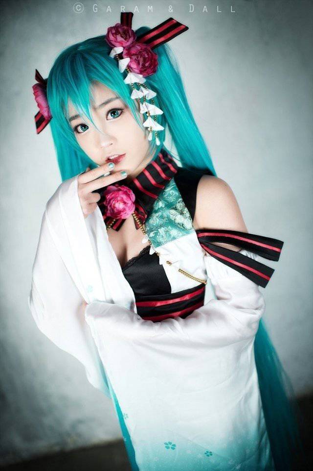 螺旋猫可爱cos初音清新和服写真