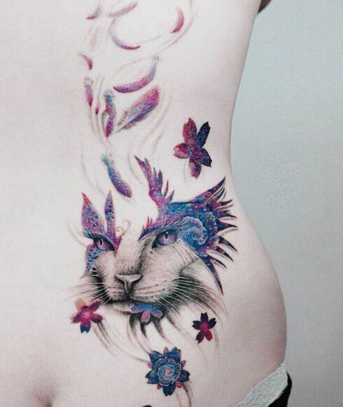 可爱猫狗艺术纹身图片
