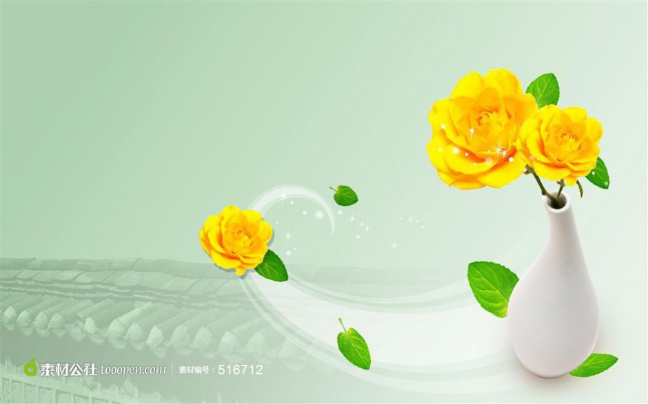 中国风美丽的黄玫瑰背景高清图片
