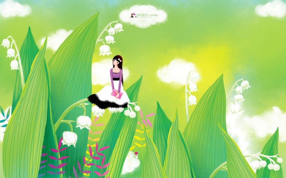 精美的画儿晴天少女高清桌面壁纸