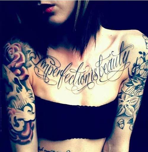 女生胸部性感彩绘纹身图案大全