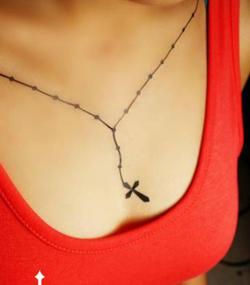 胸部创意纹身图案个性刺青项链