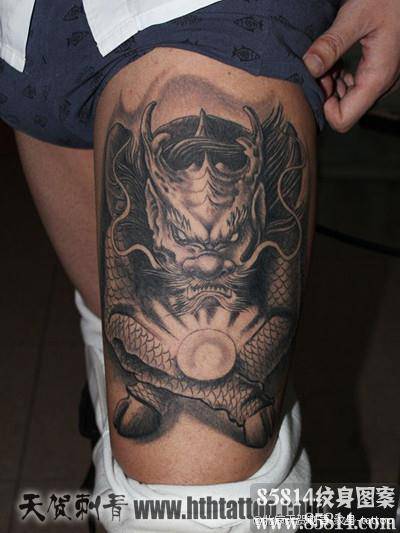 麒麟纹身图案男生腿部个性刺青纹身分享