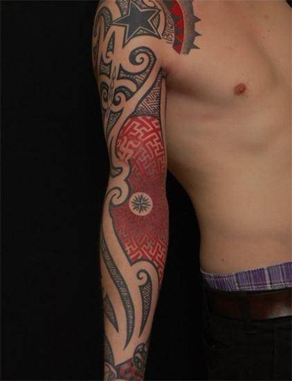 半甲花臂纹身图案经典霸气