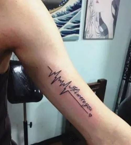 心电图手臂刺青纹身简单全清新