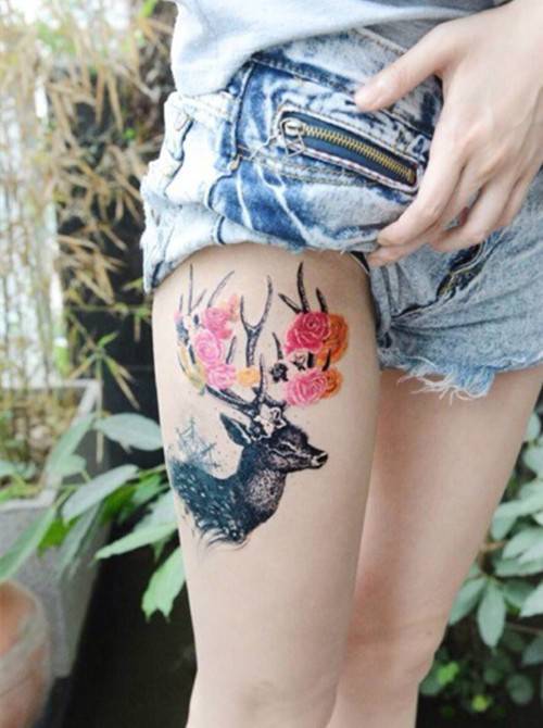 女生腿部个性刺青纹身图片大全