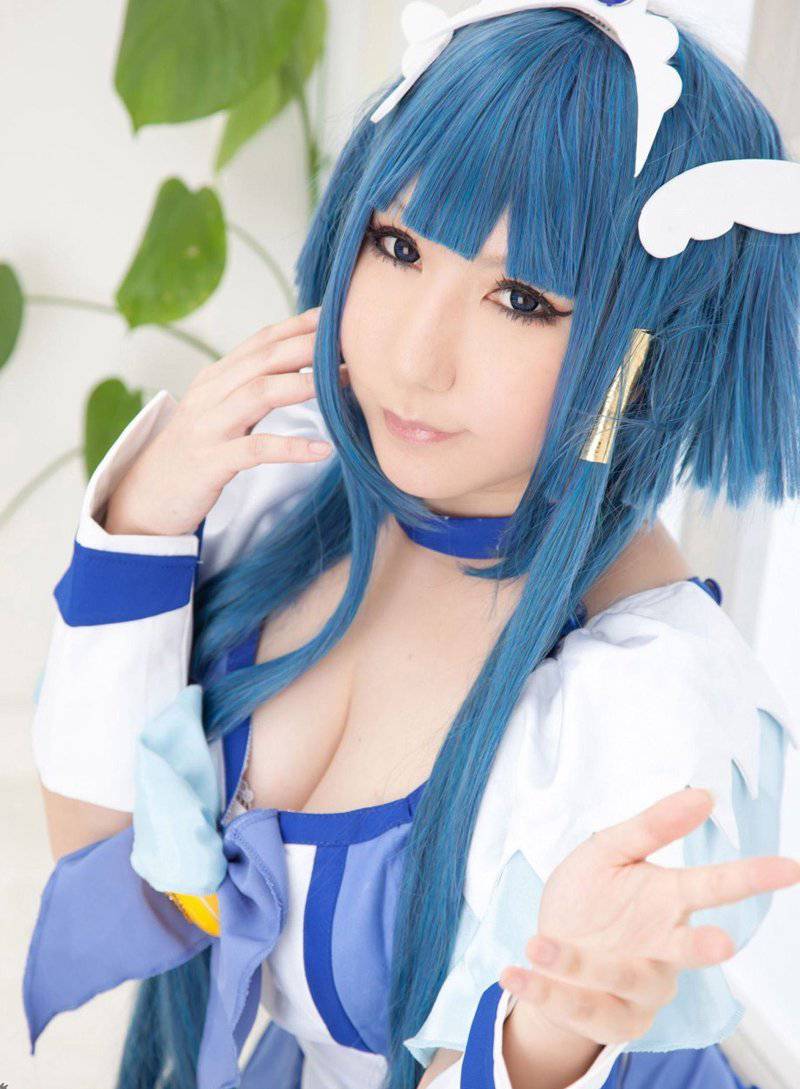 SAKU蓝色梦幻cos光之动漫活力少女