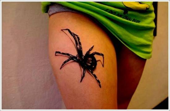 个性霸气的蜘蛛腿部纹身图案