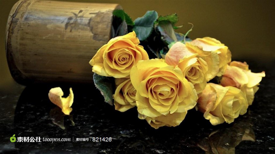 黄玫瑰浪漫背景素材图片