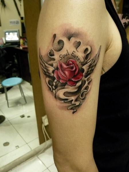 唯美个性的手臂玫瑰花纹身图案大全