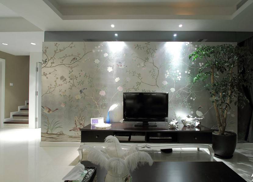 温馨唯美田园风电视背景墙效果图