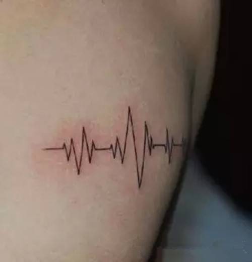 心电图手臂刺青纹身简单全清新