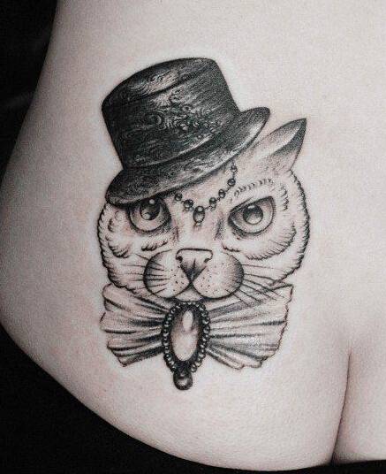 臀部猫咪纹身图案大全