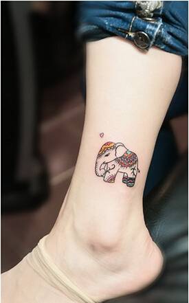 脚踝可爱的小象纹身图片大全