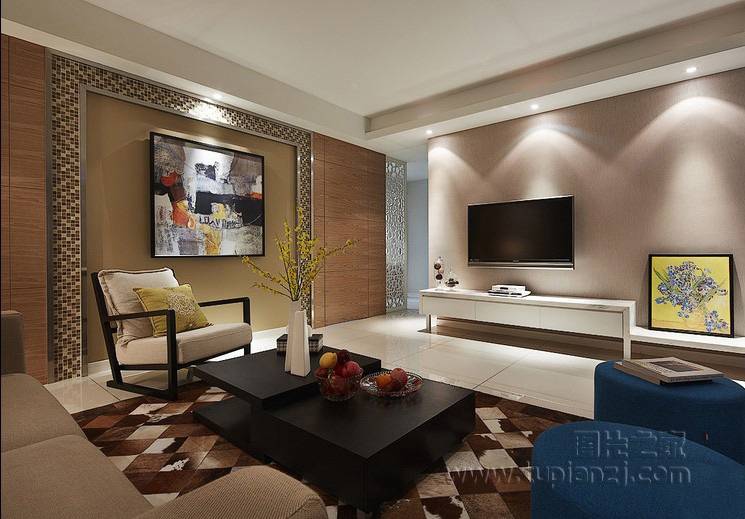 家庭现代温馨装修电视背景墙效果图