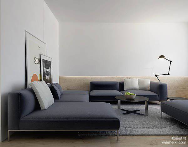 极简主义黑白风格公寓室内装修效果图