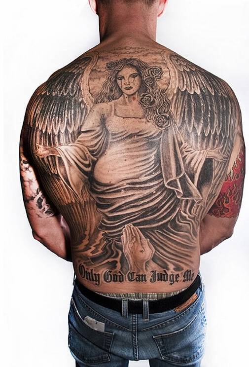 非主流另类后背天使纹身图案