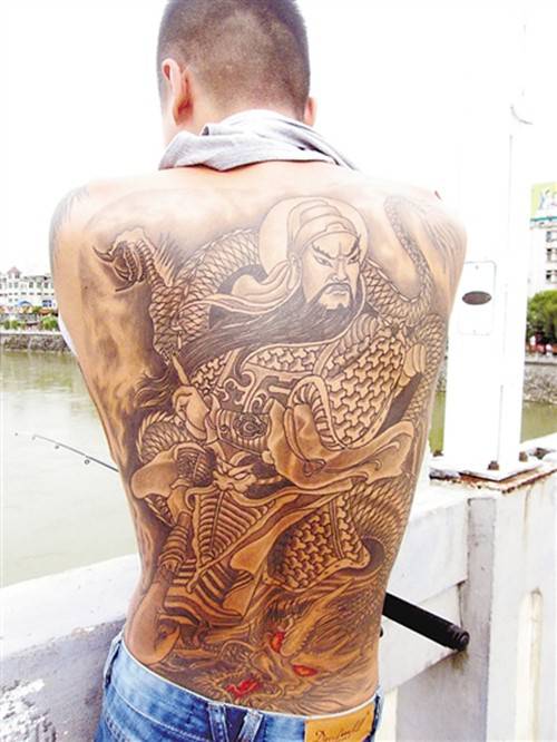 霸气关公纹身图案大全图片后背欣赏