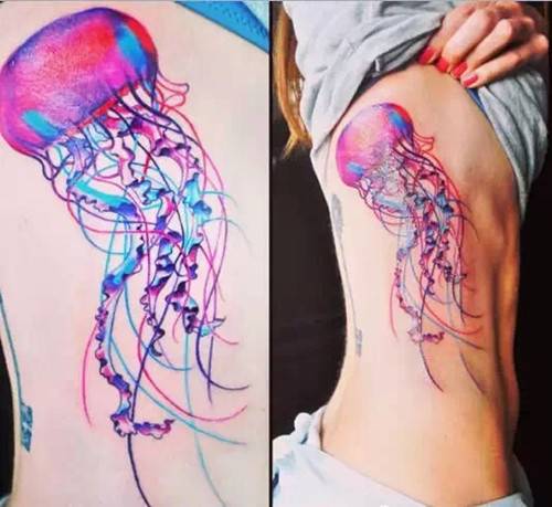 欧美个性彩绘水母纹身图案大全图片