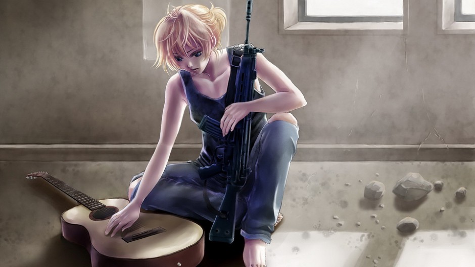 唯美吉他日本动漫少女图片
