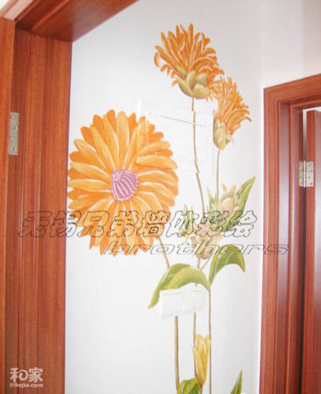 绚丽的色彩手绘走廊玄关装修效果图