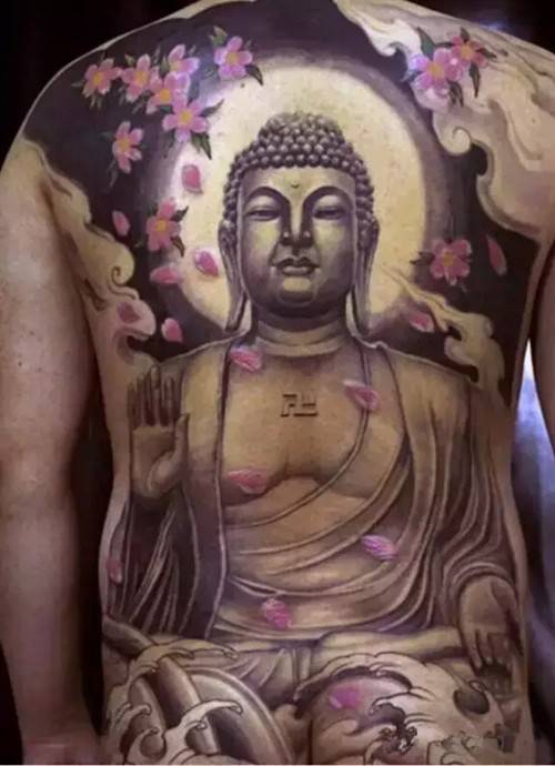 面慈心善的佛像满背纹身图案大全