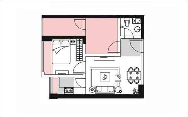 一室改两室39平方创意家居设计效果图