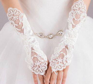 婚纱必备新娘蕾丝长手套图片