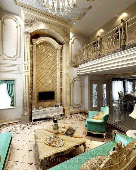 欧式别墅客厅装修效果图尽显奢华大气