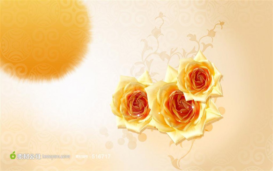中国风黄色玫瑰花背景图片