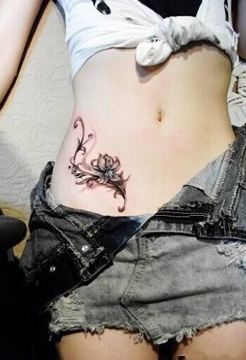 女生个性腰部刺青纹身图案大全