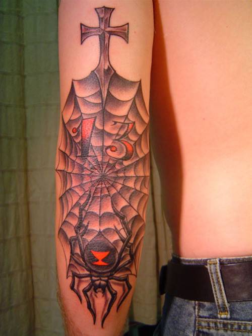 奇葩的手臂写实蜘蛛3d纹身图案