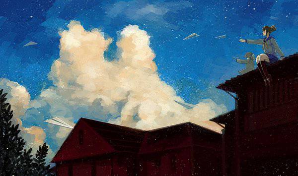 蓝色意境动漫插画高清图片