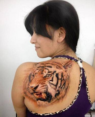 霸气经典艺术纹身虎图案