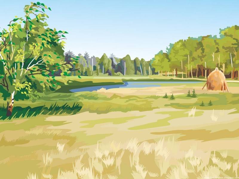 高清乡村绿树水彩壁纸