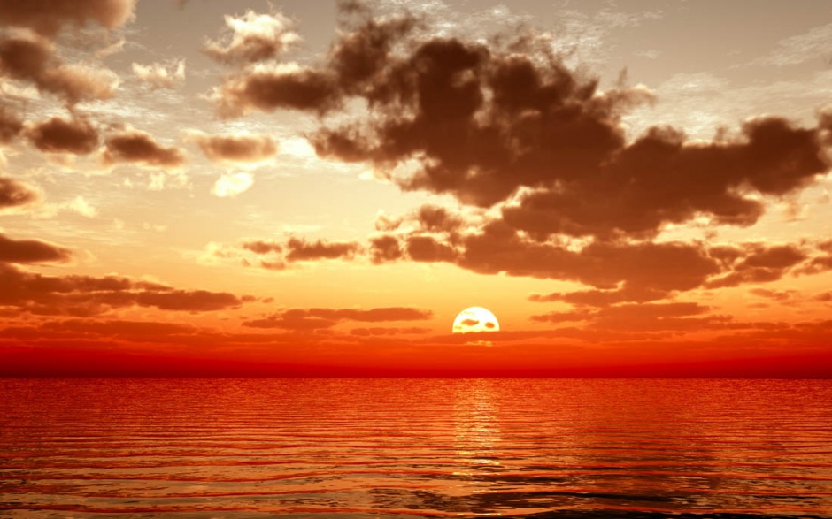 美丽的大海落日风景图片