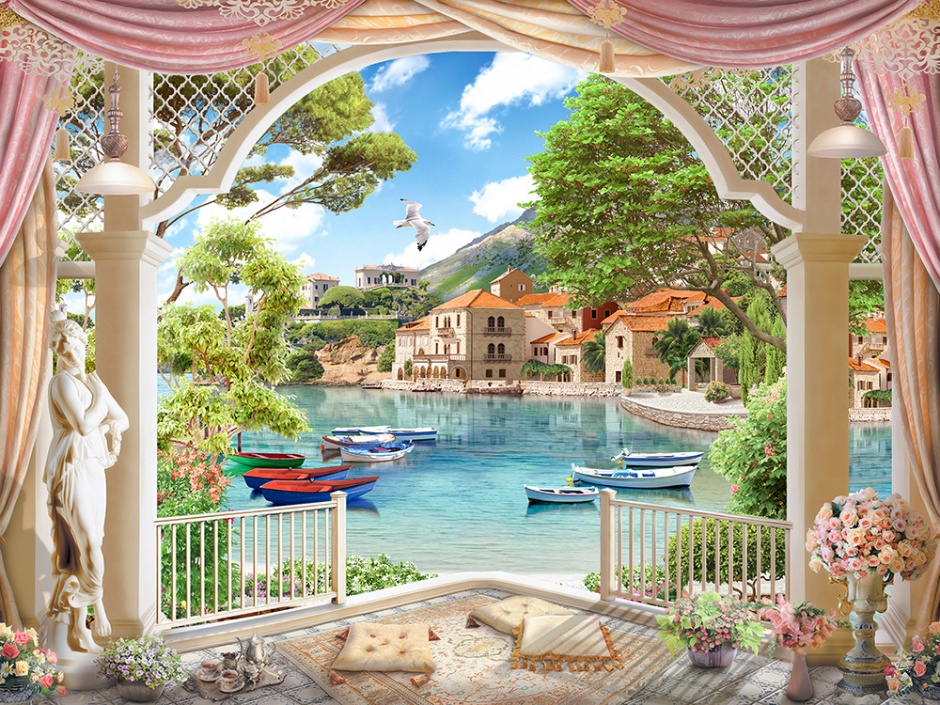 唯美的窗外田园风景图片欣赏