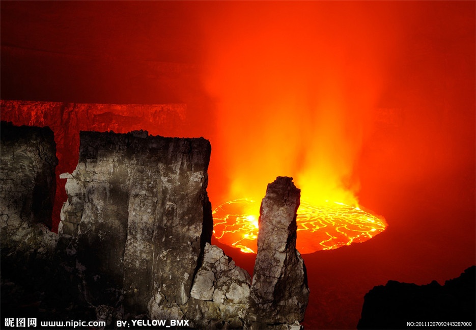 无人机拍摄火山熔岩高清图片