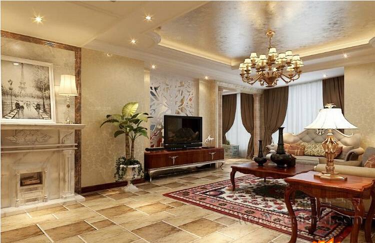 三居室客厅电视背景墙装修效果图