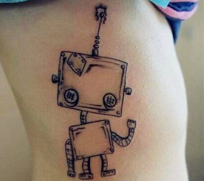 超萌可爱的机器人纹身小图案