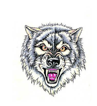 帅气的狼图腾个性纹身手稿图案