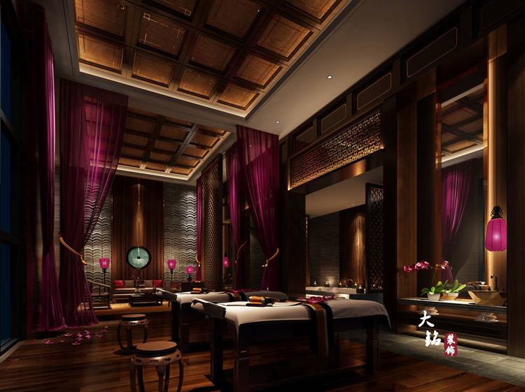 中式复古美容院装修效果图