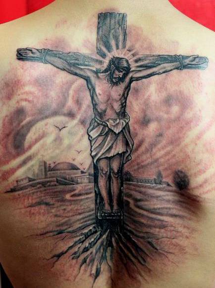 耶稣基督后背纹身图案