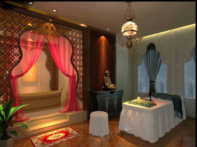 中式复古美容院装修效果图