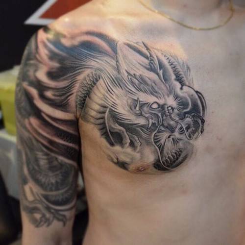 国内纹身师中国风半甲纹身图案