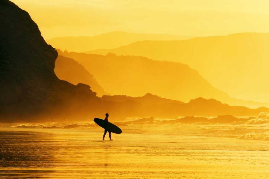 金色沙滩唯美黄昏景色图片