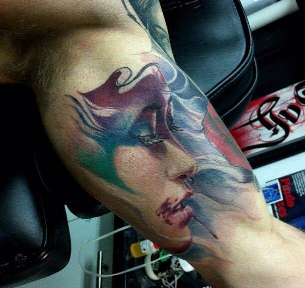 精美的欧美肖像手臂纹身图案