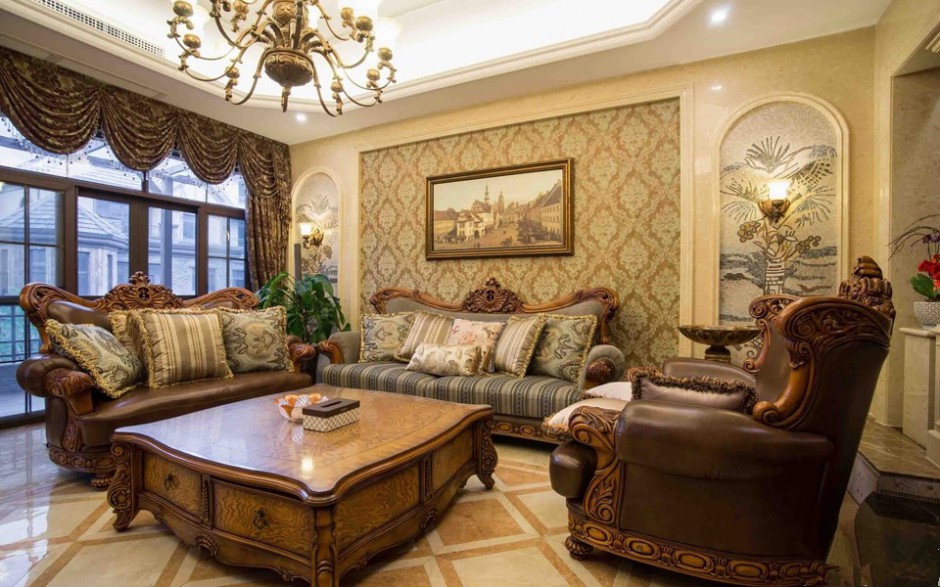 时尚典雅的欧式别墅客厅装修图